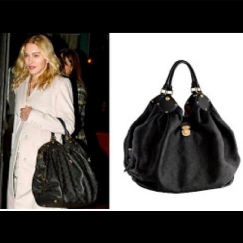 Louis Vuitton Black Monogram Hobo with Gold Hardware Mahina CL